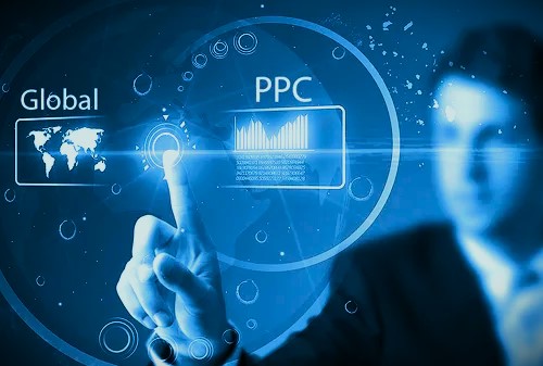 PPC or Price Per Click with person in background